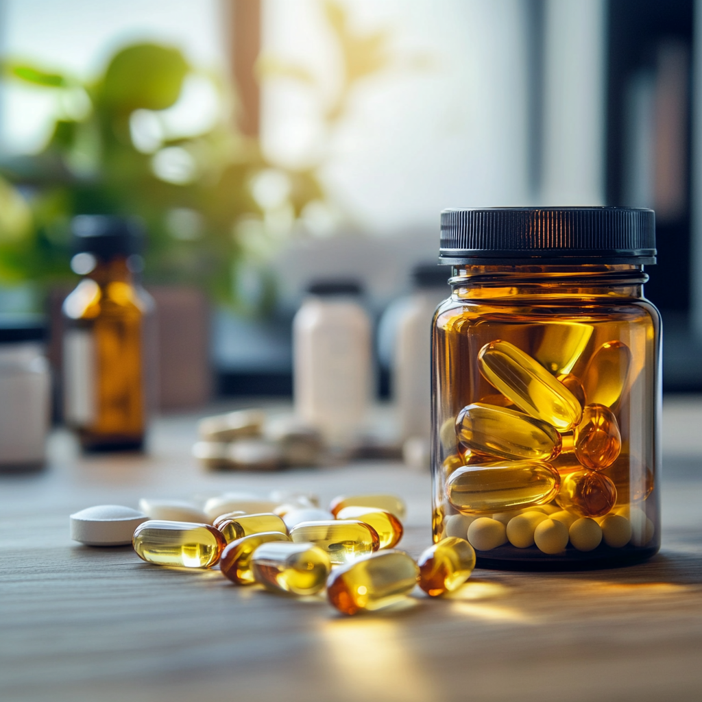 Research-backed supplements with scientific studies in background
