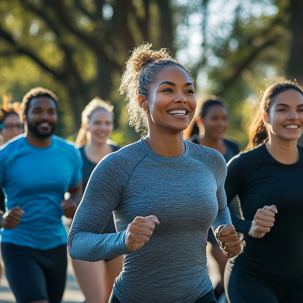 Diverse group of people of different ages and abilities exercising